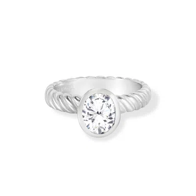 Dower & Hall Oval White Topaz Twist Twinkle Ring In Silver,white
