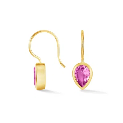 Dower & Hall Pear Pink Quartz Earrings In Gold