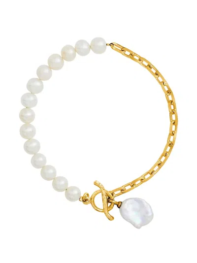 Dower & Hall Pearl Chain Bracelet In Gold