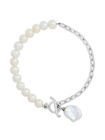 Dower & Hall Pearl Chain Bracelet In Silver