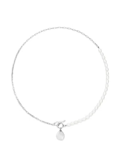 Dower & Hall Pearl Chain Necklace In Silver