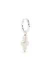 Dower & Hall Pearl Cross Single Hoop In Silber