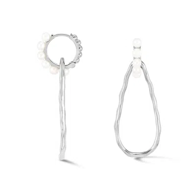 Dower & Hall Pearl Huggies & Waterfall Drops In Metallic