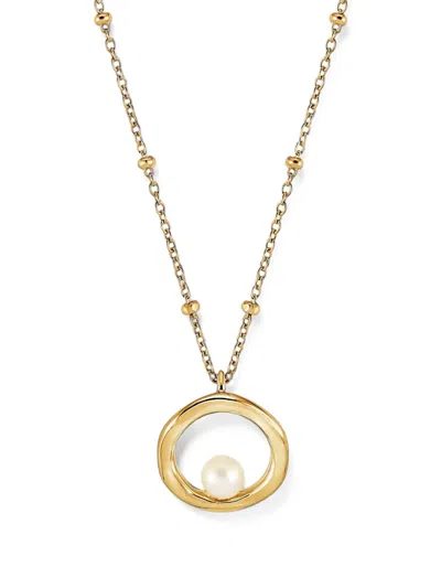 Dower & Hall Pearl Open-circle Necklace In Gold