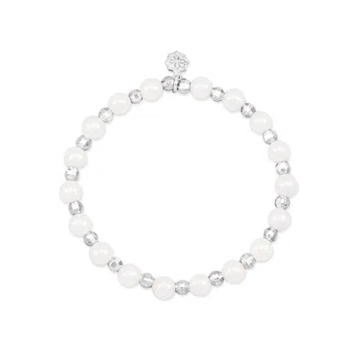 Dower & Hall 'pearlcore' Misanga Bracelet In White,silver