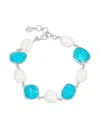Dower & Hall Women's Turquoise & Pearl Pebble Bracelet In Silver In Silver