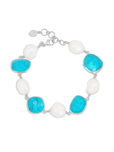 Dower & Hall Turquoise And Pearl Bracelet In Multi