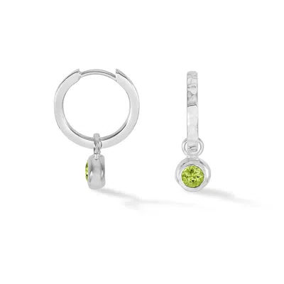 Dower & Hall Peridot Hammered Huggie Hoops In Silver
