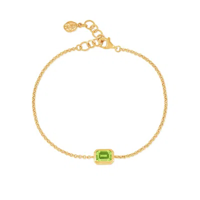 Dower & Hall Peridot Octagon Chain Bracelet In Gold