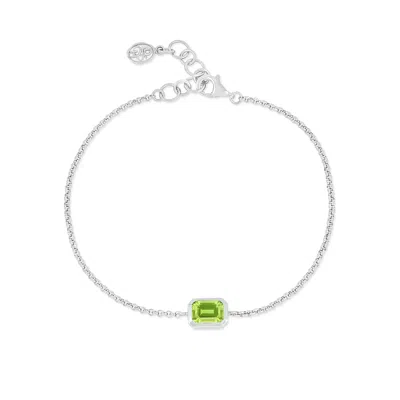 Dower & Hall Peridot Octagon Chain Bracelet In Metallic