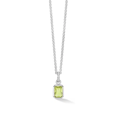 Dower & Hall Peridot Octagon Necklace In Silver