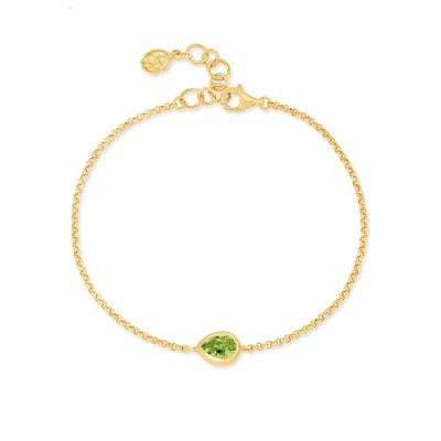 Dower & Hall Peridot Pear Chain Bracelet In Gold