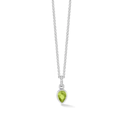 Dower & Hall Peridot Peardrop Necklace In Green