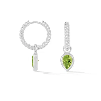 Dower & Hall Peridot Twist Huggie Charm Hoops In Metallic