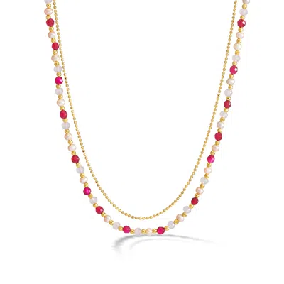 Dower & Hall Pink Blossom Orissa Necklace In Purple