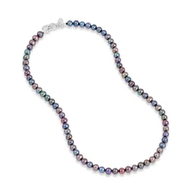 Dower & Hall Pink Men's Peacock Freshwater Pearl Necklace In Sterling Silver In Multi