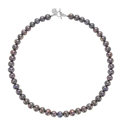 Dower & Hall Pink / Purple Mens Sterling Silver Peacock Freshwater Pearl Necklace In Metallic