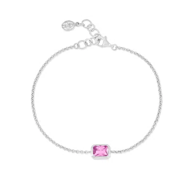Dower & Hall Pink Quartz Octagon Chain Bracelet In Metallic