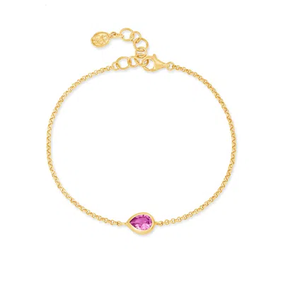Dower & Hall Pink Quartz Pear Chain Bracelet In Gold