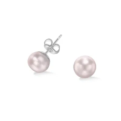 Dower & Hall Pink Timeless Freshwater Pearl Studs (seconds) In Sterling Silver,pink