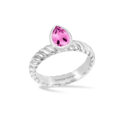 Dower & Hall Pink Topaz Pear Twist Twinkle Ring In Silver,pink