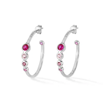 Dower & Hall Women's Pink Array Hoop Earrings In Sterling Silver