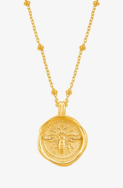 Dower & Hall Queen Bee Talisman Necklace In Gold