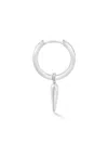 Dower & Hall Men's Single Hammered Raindrop Charm Story Hoop In Silver In Silver