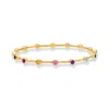 Dower & Hall Round Multi-coloured Gemstone Array Bangle In Rainbow,multicolor,silver,gold