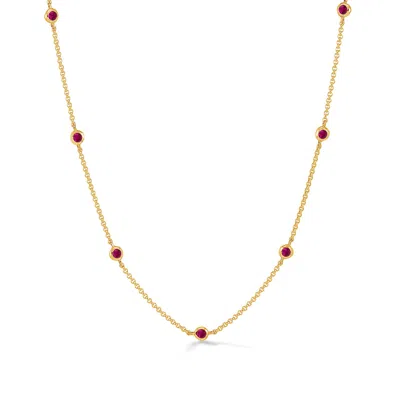 Dower & Hall Ruby Dewdrop Chain Necklace In Gold,silver