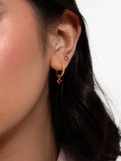 Dower & Hall Ruby Dewdrop Stud Earrings In Red