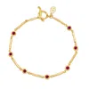 Dower & Hall Ruby Dewdrops Link Bracelet In Silver,gold,red