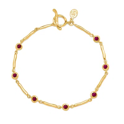 Dower & Hall Ruby Dewdrops Link Bracelet In Silver,gold,red