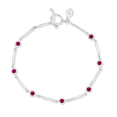 Dower & Hall Ruby Dewdrops Link Bracelet In Silver,gold,red