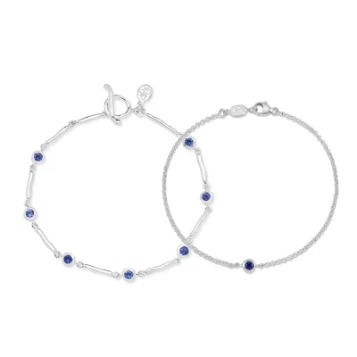 Dower & Hall Sapphire Dewdrop Bracelet Set In Blue