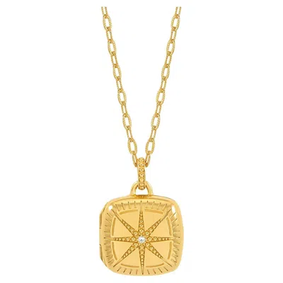 Pre-owned Dower & Hall Sapphire Stellar Locket In 18ct Gold Vermeil In Blue