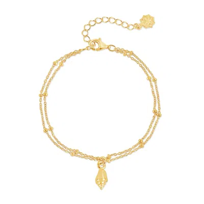 Dower & Hall Seashell Narrative Chain Bracelet In Silver,gold