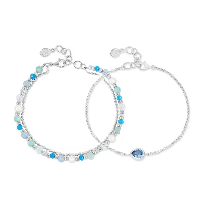 Dower & Hall Serenity Bracelet Stack In Blue