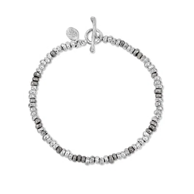 Dower & Hall Silver / Black Men's Signature Small Nugget Bracelet In Silver & Black Mix In Multi