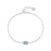 Dower & Hall Silver / Blue Men's Blue Topaz Octagon Humbug Paperclip Bracelet In Sterling Silver