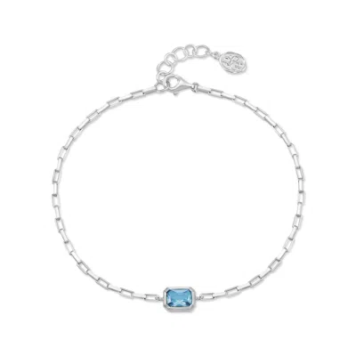 Dower & Hall Silver / Blue Men's Blue Topaz Octagon Humbug Paperclip Bracelet In Sterling Silver