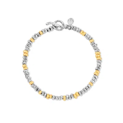 DOWER & HALL SILVER / GOLD MEN'S SIGNATURE SMALL NUGGET BRACELET IN SILVER & VERMEIL MIX
