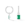Dower & Hall Silver / Green Men's Single Hoop With Green Garnet Drop Earring In Sterling Silver