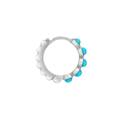 Dower & Hall Silver Men's Azure Turquoise Hoop In White
