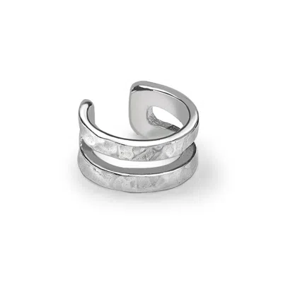 Dower & Hall Silver Men's Double Bar Nomad Ear Cuff In Metallic