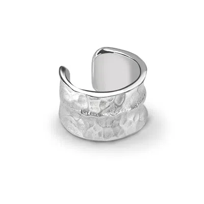 Dower & Hall Silver Men's Double Concave Nomad Ear Cuff In Metallic