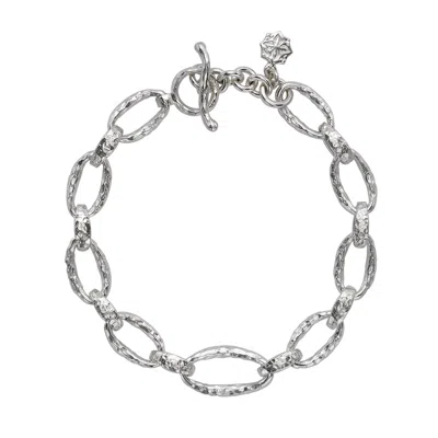 Dower & Hall Silver Men's Oval Link Nomad Bracelet In Gold