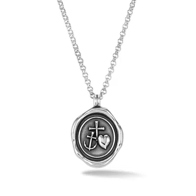 Dower & Hall Silver Mens Hope Talisman Necklace In Gray