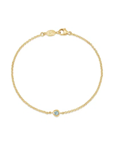DOWER & HALL SINGLE-AQUAMARINE DEWDROP CHAIN BRACELET