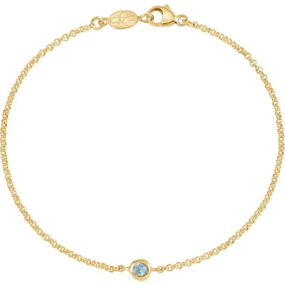 Dower & Hall Single-aquamarine Dewdrop Chain Bracelet In Gold